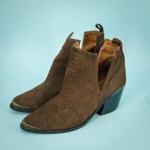 Jeffrey Campbell Size 10 Cromwell Brown Leather Metal Toe Heel Western Boots